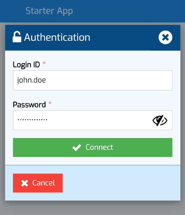 log in to the ZnetDK for Mobile Starter Application