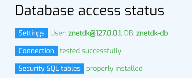 check installation of the security SQL table