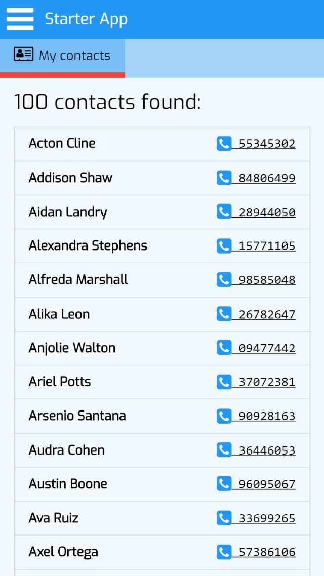 ZnetDK for Mobile Tutorial part 1 - display of contacts