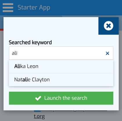 ZnetDK for Mobile Tutorial - Search action button