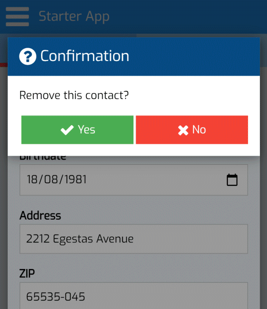 ZnetDK for Mobile Tutorial - Ask for confirmation