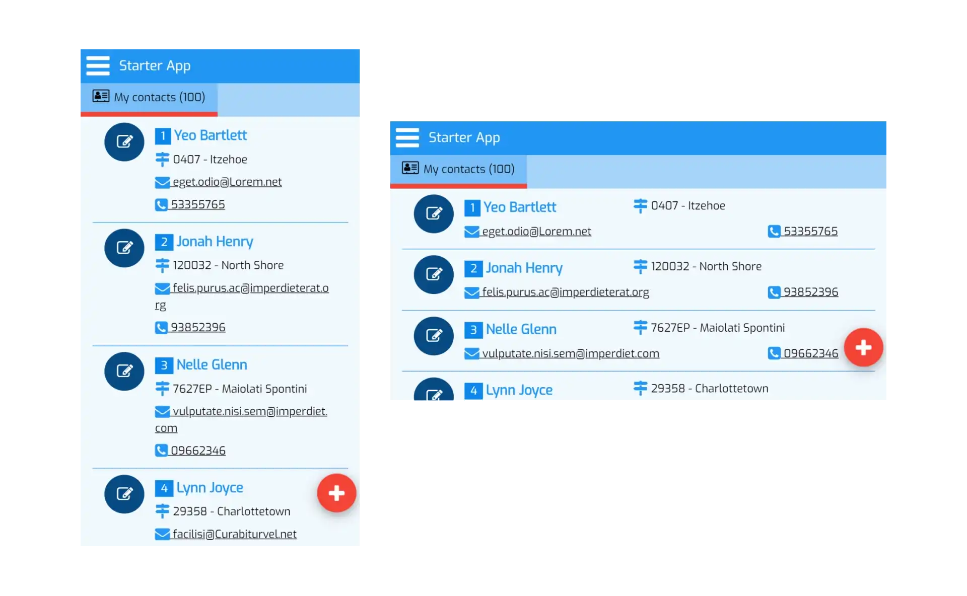 ZnetDK for Mobile Tutorial - Responsive Contact list